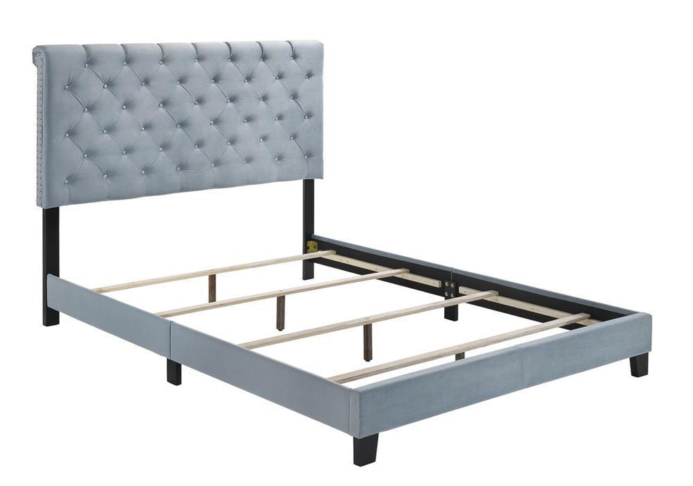 Warner Queen Upholstered Bed Slate Blue - VIP FURNITURE (NJ)
