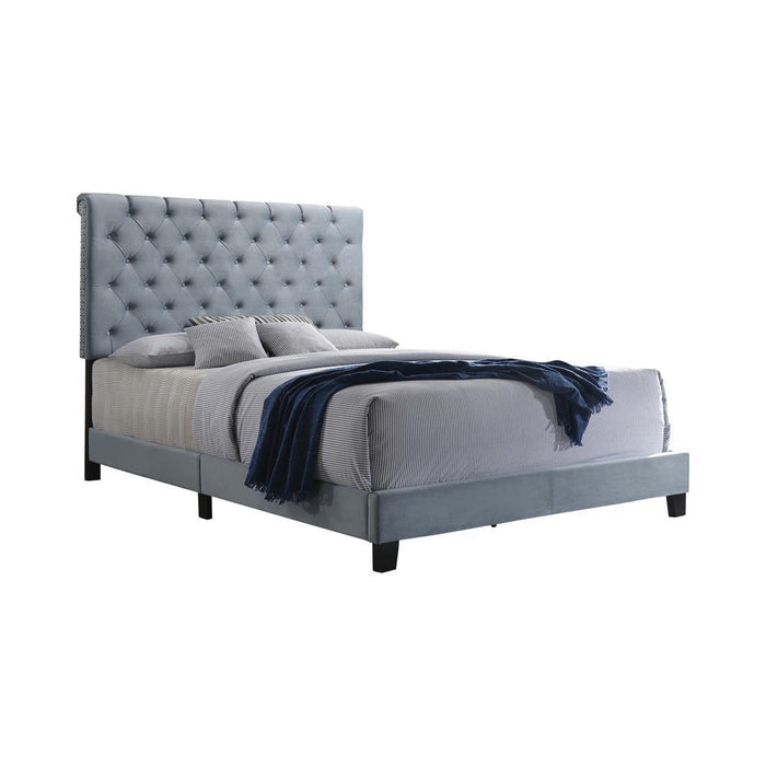 Warner Eastern King Upholstered Bed Slate Blue - VIP FURNITURE (NJ)