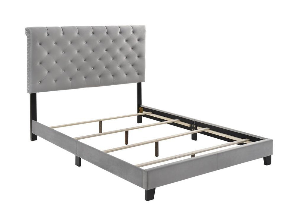 Warner Eastern King Upholstered Bed Grey - VIP FURNITURE (NJ)