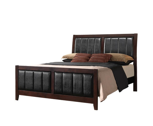 Carlton Full Upholstered Panel Bed Cappuccino and Black - VIP FURNITURE (NJ)