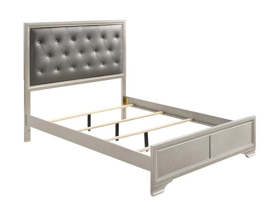 Salford Queen Panel Bed Metallic Sterling and Charcoal Grey - VIP FURNITURE (NJ)