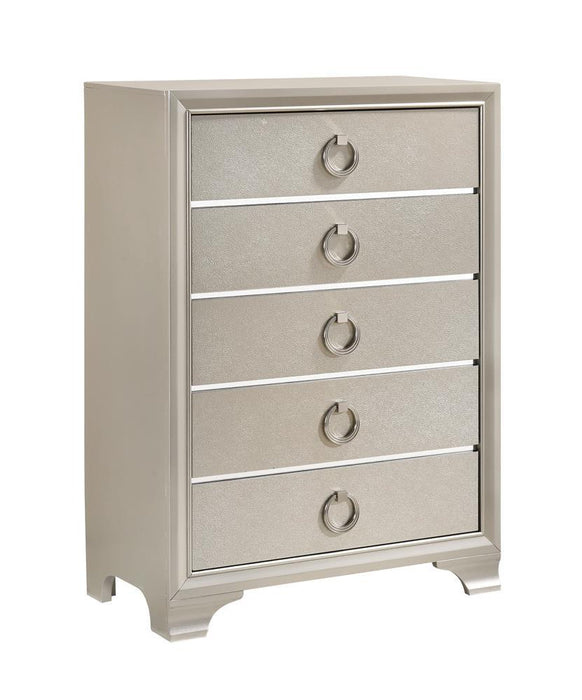 Salford 5-drawer Chest Metallic Sterling - VIP FURNITURE (NJ)