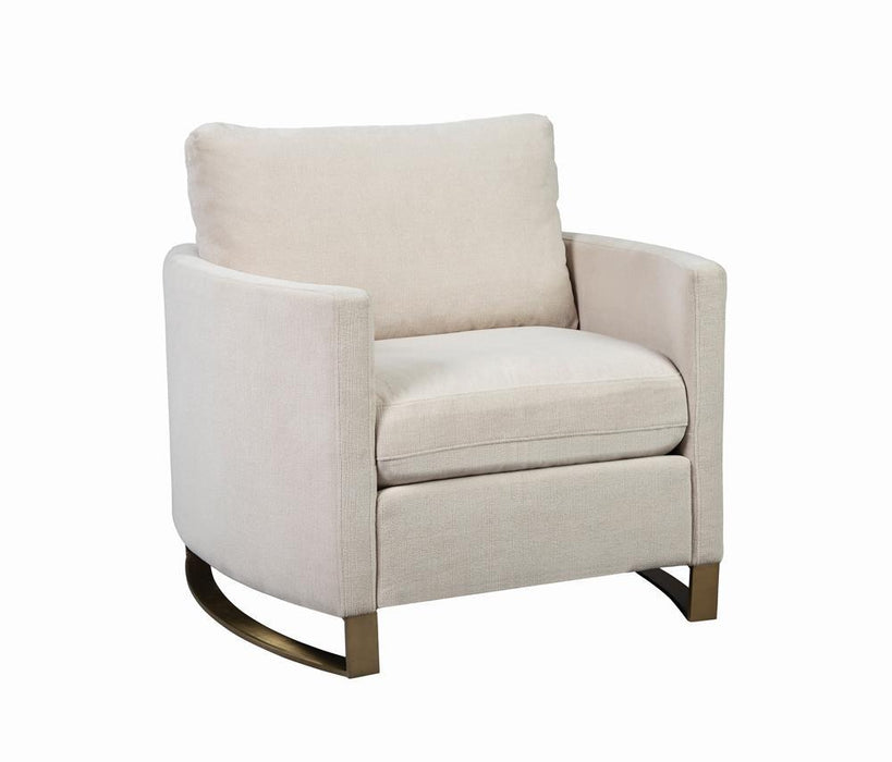 Corliss Upholstered Arched Arms Chair Beige - VIP FURNITURE (NJ)