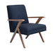 Cheryl Wooden Arms Accent Chair Dark Blue and Walnut - VIP FURNITURE (NJ)