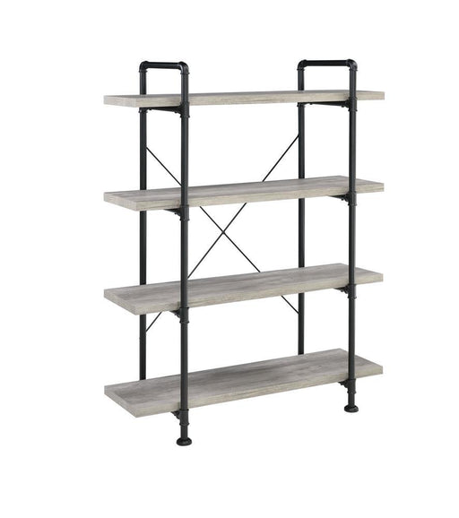Delray 4-tier Open Shelving Bookcase Grey Driftwood and Black - VIP FURNITURE (NJ)