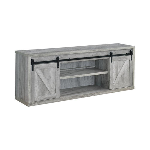 Brockton 71-inch 3-shelf Sliding Doors TV Console Grey Driftwood - VIP FURNITURE (NJ)
