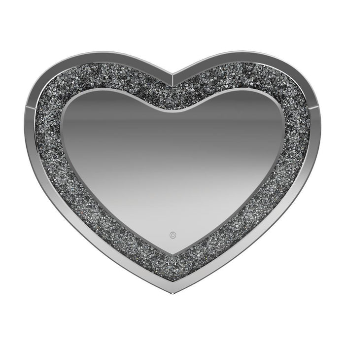 Aiko Heart Shape Wall Mirror Silver - VIP FURNITURE (NJ)