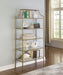 Serena 5-tier Tempered Glass Shelves Bookcase Matte Gold - VIP FURNITURE (NJ)