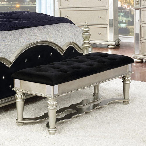 Heidi Upholstered Bench Metallic Platinum - VIP FURNITURE (NJ)
