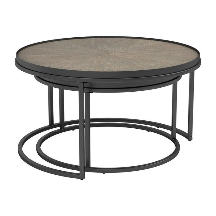 Rodrigo 2-piece Round Nesting Tables Weathered Elm - VIP FURNITURE (NJ)