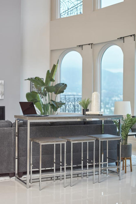 Cassidy 4-piece Rectangular Counter Height Set Dark Oak and Chrome - VIP FURNITURE (NJ)