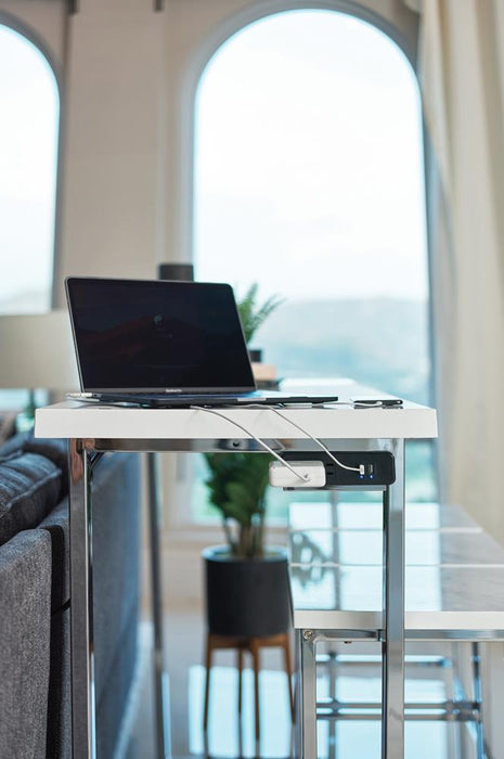 Marmot 4-piece Rectangular Counter Height Set White Marble and Chrome - VIP FURNITURE (NJ)