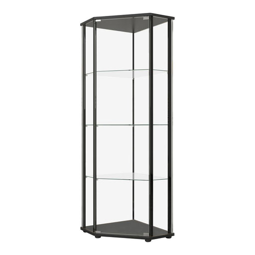 Zenobia Glass Shelf Curio Cabinet Clear and Black - VIP FURNITURE (NJ)