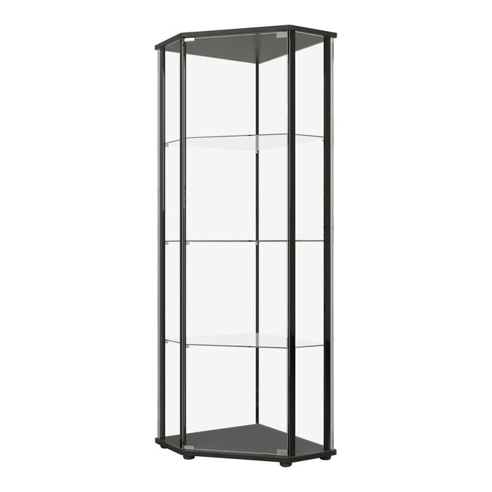 Zenobia Glass Shelf Curio Cabinet Clear and Black - VIP FURNITURE (NJ)