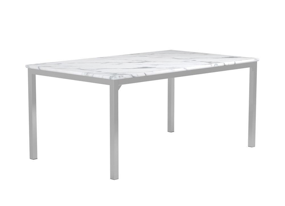 Athena Rectangle Dining Table with Marble Top Chrome - VIP FURNITURE (NJ)