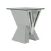 Taffeta V-shaped End Table with Glass Top Silver - VIP FURNITURE (NJ)