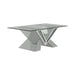 Taffeta V-shaped Coffee Table with Glass Top Silver - VIP FURNITURE (NJ)