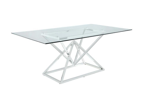 Beaufort Rectangle Glass Top Dining Table Chrome - VIP FURNITURE (NJ)
