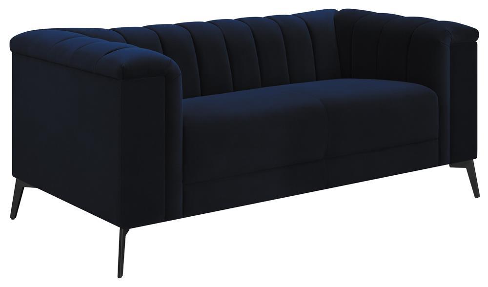 Chalet Tuxedo Arm Loveseat Blue - VIP FURNITURE (NJ)