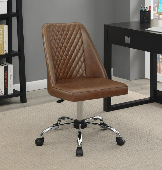 Althea Upholstered Tufted Back Office Chair Brown and Chrome - VIP FURNITURE (NJ)