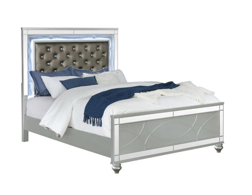 Gunnison Queen Panel Bed with LED Lighting Silver Metallic - VIP FURNITURE (NJ)