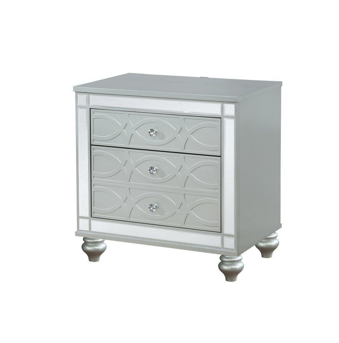 Gunnison 2-drawer Nightstand Silver Metallic - VIP FURNITURE (NJ)