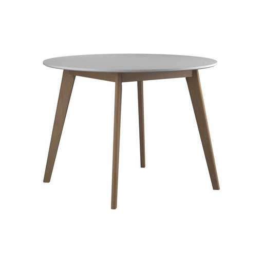Breckenridge Round Dining Table Matte White and Natural Oak - VIP FURNITURE (NJ)