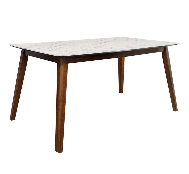 Everett Faux Marble Top Dining Table Natural Walnut and White - VIP FURNITURE (NJ)