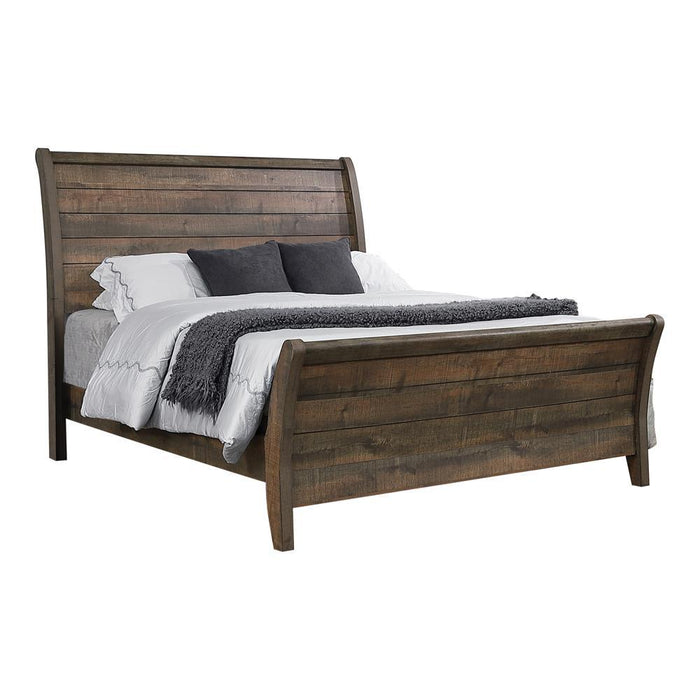 Frederick Eastern King Sleigh Panel Bed Weathered Oak - VIP FURNITURE (NJ)