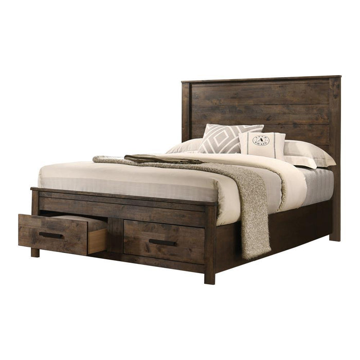 Woodmont Eastern King Storage Bed Rustic Golden Brown - VIP FURNITURE (NJ)
