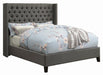 Bancroft Demi-wing Upholstered Eastern King Bed Grey - VIP FURNITURE (NJ)