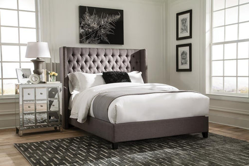 Bancroft Demi-wing Upholstered Eastern King Bed Grey - VIP FURNITURE (NJ)