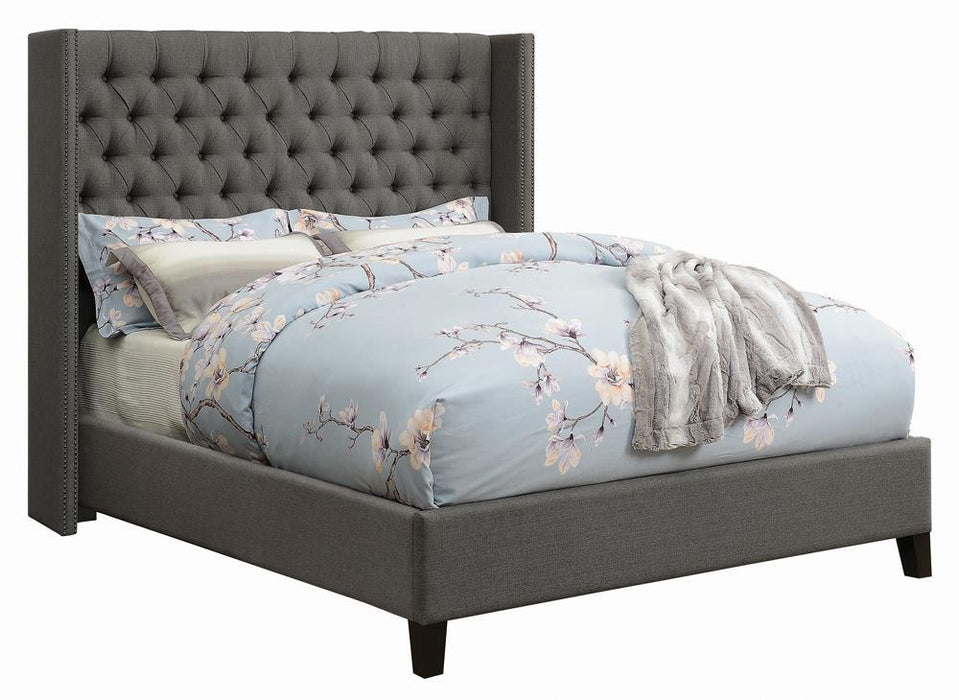 Bancroft Demi-wing Upholstered California King Bed Grey - VIP FURNITURE (NJ)