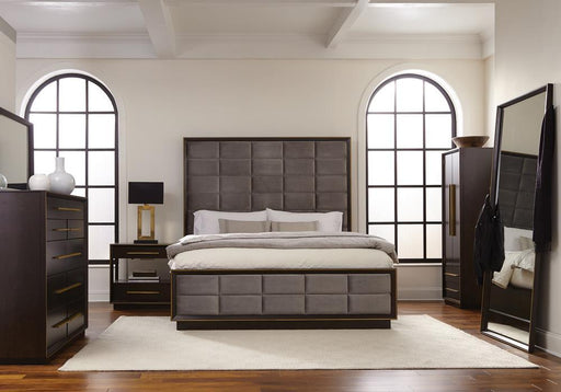 Durango California King Upholstered Bed Smoked Peppercorn and Grey - VIP FURNITURE (NJ)