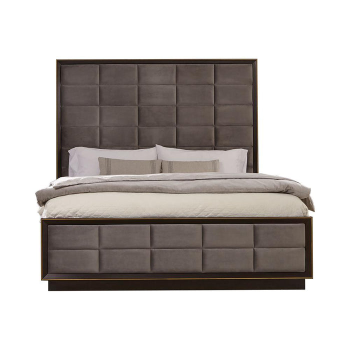 Durango California King Upholstered Bed Smoked Peppercorn and Grey - VIP FURNITURE (NJ)