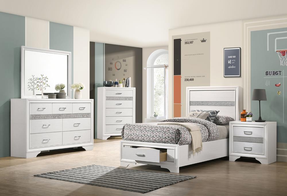Miranda Twin Storage Bed White - VIP FURNITURE (NJ)