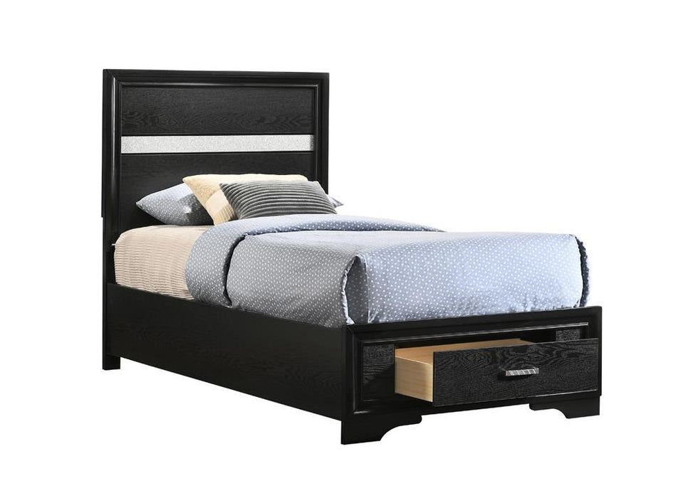 Miranda Twin Storage Bed Black - VIP FURNITURE (NJ)