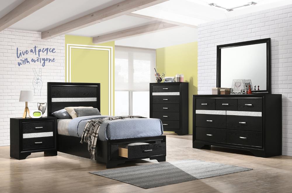 Miranda Twin Storage Bed Black - VIP FURNITURE (NJ)