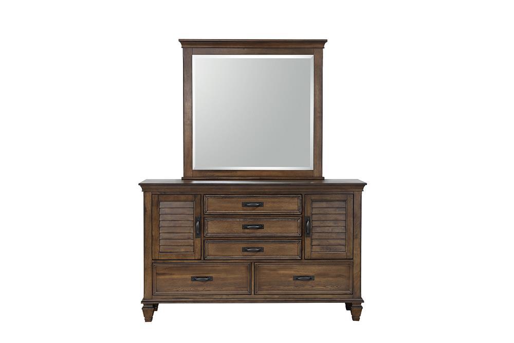 Franco 5-drawer Dresser with 2 Louvered Doors Burnished Oak - VIP FURNITURE (NJ)