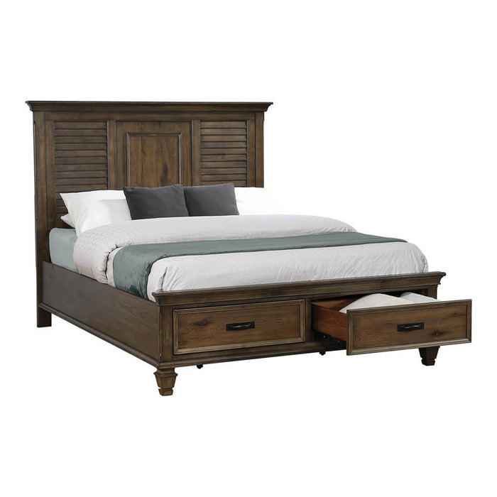 Franco Queen Storage Bed Burnished Oak - VIP FURNITURE (NJ)