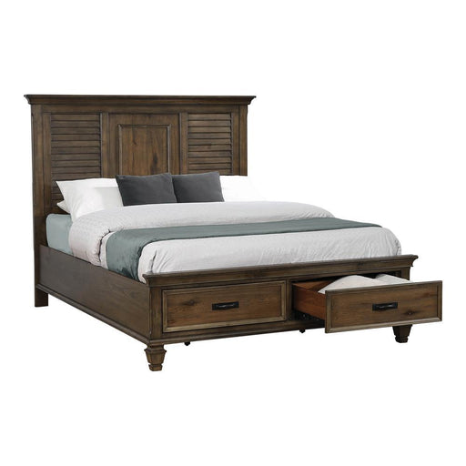 Franco Eastern King Storage Bed Burnished Oak - VIP FURNITURE (NJ)