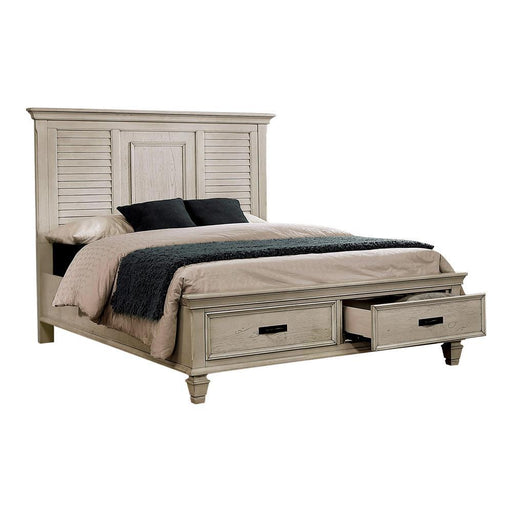Franco Eastern King Storage Bed Antique White - VIP FURNITURE (NJ)