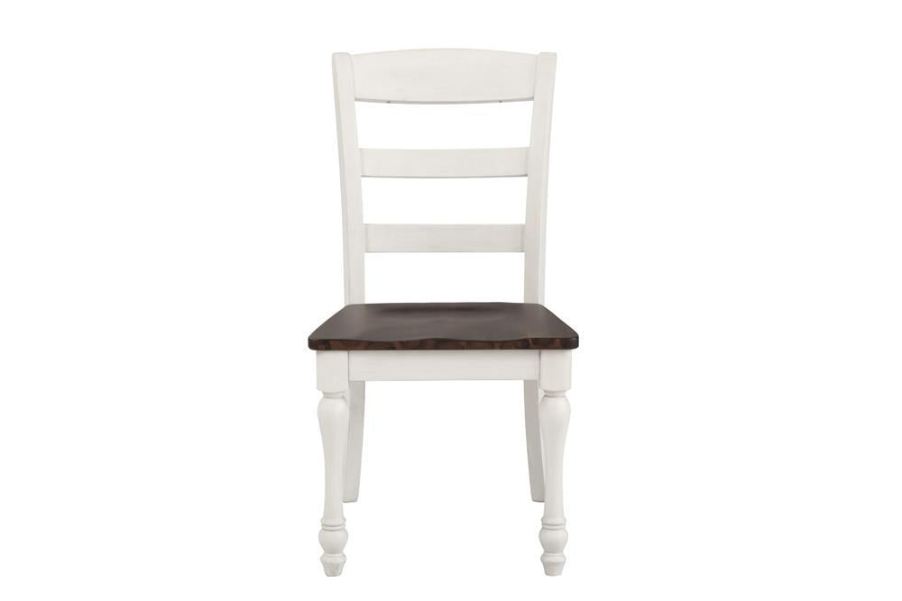 Madelyn Ladder Back Side Chairs Dark Cocoa and Coastal White (Set of 2) - VIP FURNITURE (NJ)