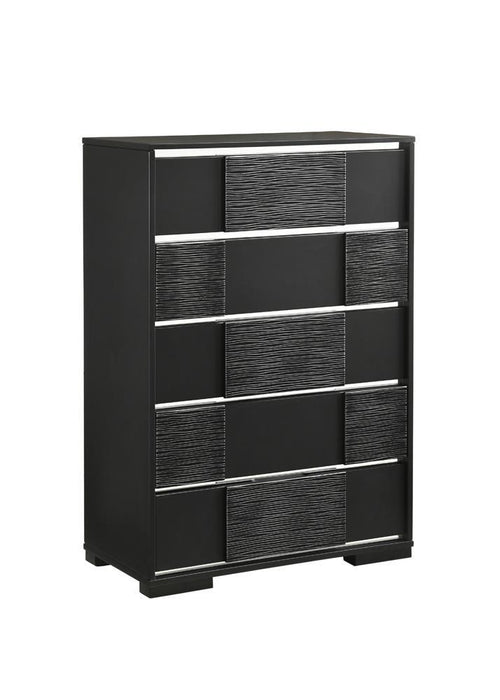 Blacktoft 5-drawer Chest Black - VIP FURNITURE (NJ)