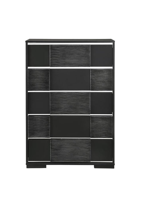 Blacktoft 5-drawer Chest Black - VIP FURNITURE (NJ)