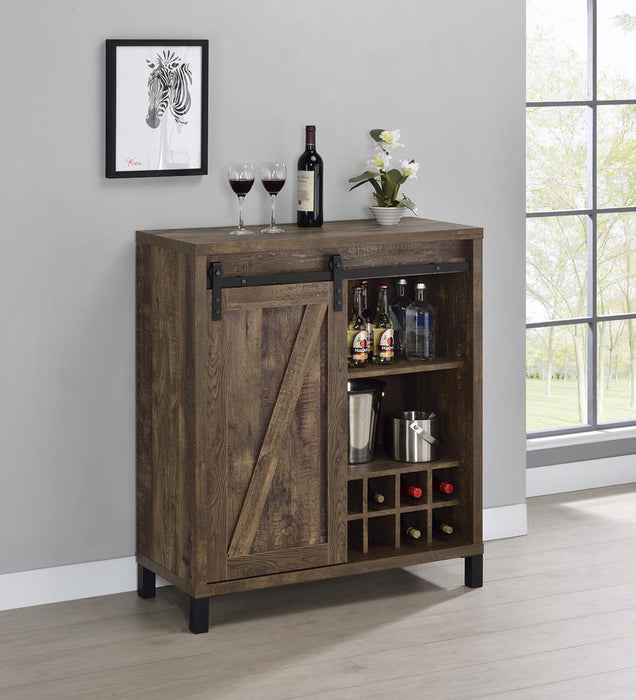 Arlington Bar Cabinet with Sliding Door Rustic Oak - VIP FURNITURE (NJ)