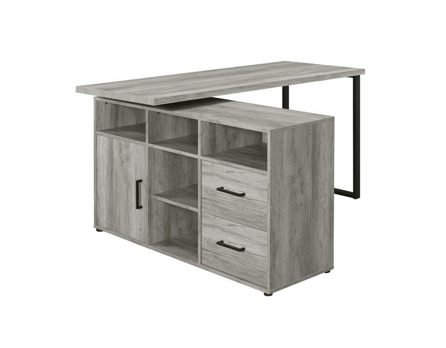 Hertford L-shape Office Desk with Storage Grey Driftwood - VIP FURNITURE (NJ)