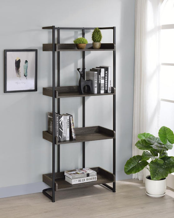 Ember 4-shelf Bookcase Dark Oak and Sandy Black - VIP FURNITURE (NJ)