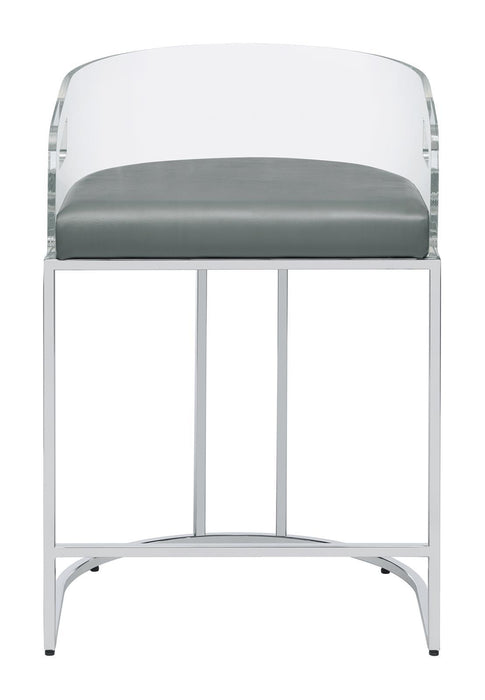 Thermosolis Acrylic Back Counter Height Stools Grey and Chrome (Set of 2) - VIP FURNITURE (NJ)
