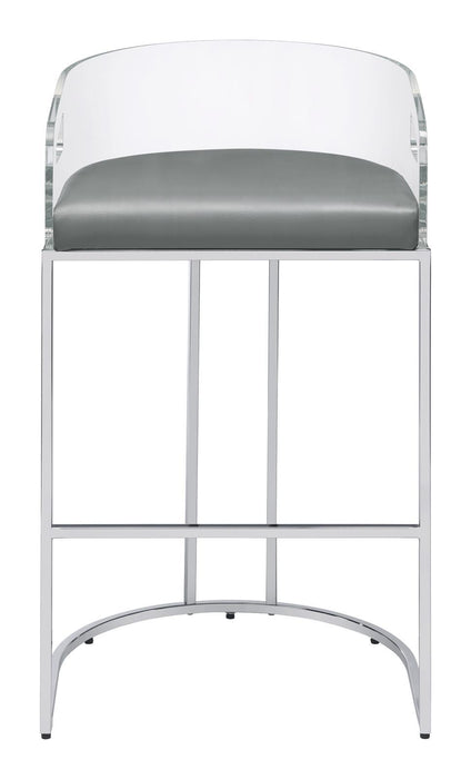 Thermosolis Acrylic Back Bar Stools Grey and Chrome (Set of 2) - VIP FURNITURE (NJ)